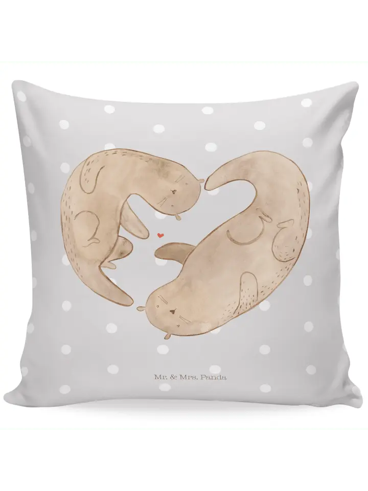 

Подушка Mr & Mrs Panda 40x40 Otter Herz, пастельно-серый