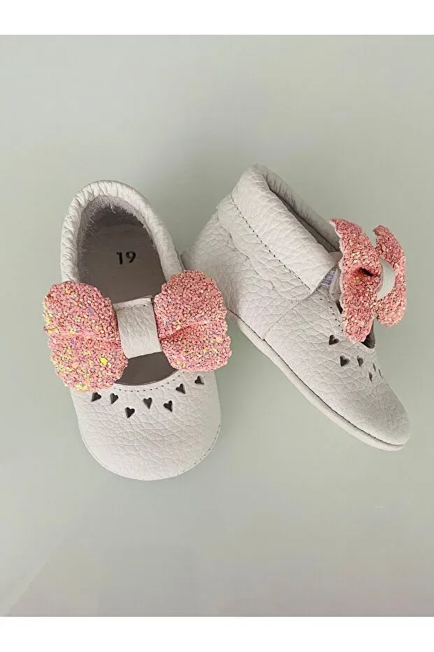 Детские мокасины для девочек из натуральной кожи Babylee, White