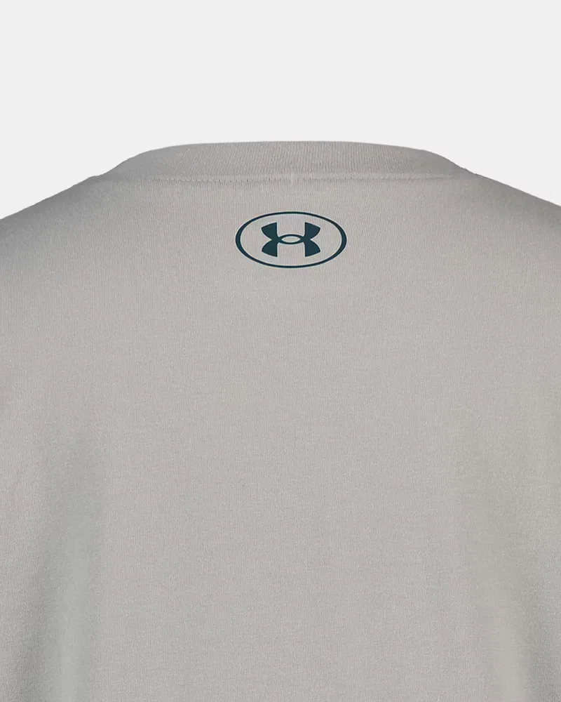 Футболка детская из хлопковой смеси с принтом UA Stacked Logo UnderArmour, Titanium/Arden Green — фото 4