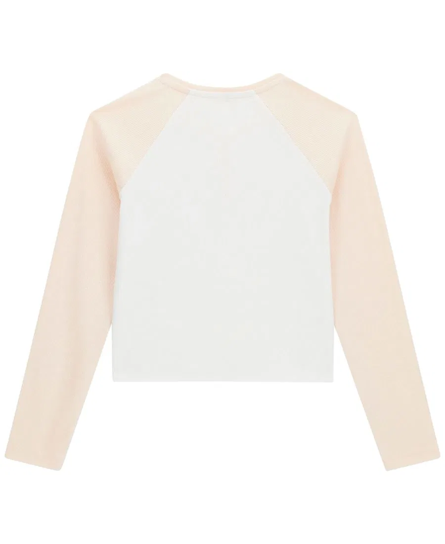 Детская футболка с длинным рукавом, с принтом GUESS, Off White — фото 2