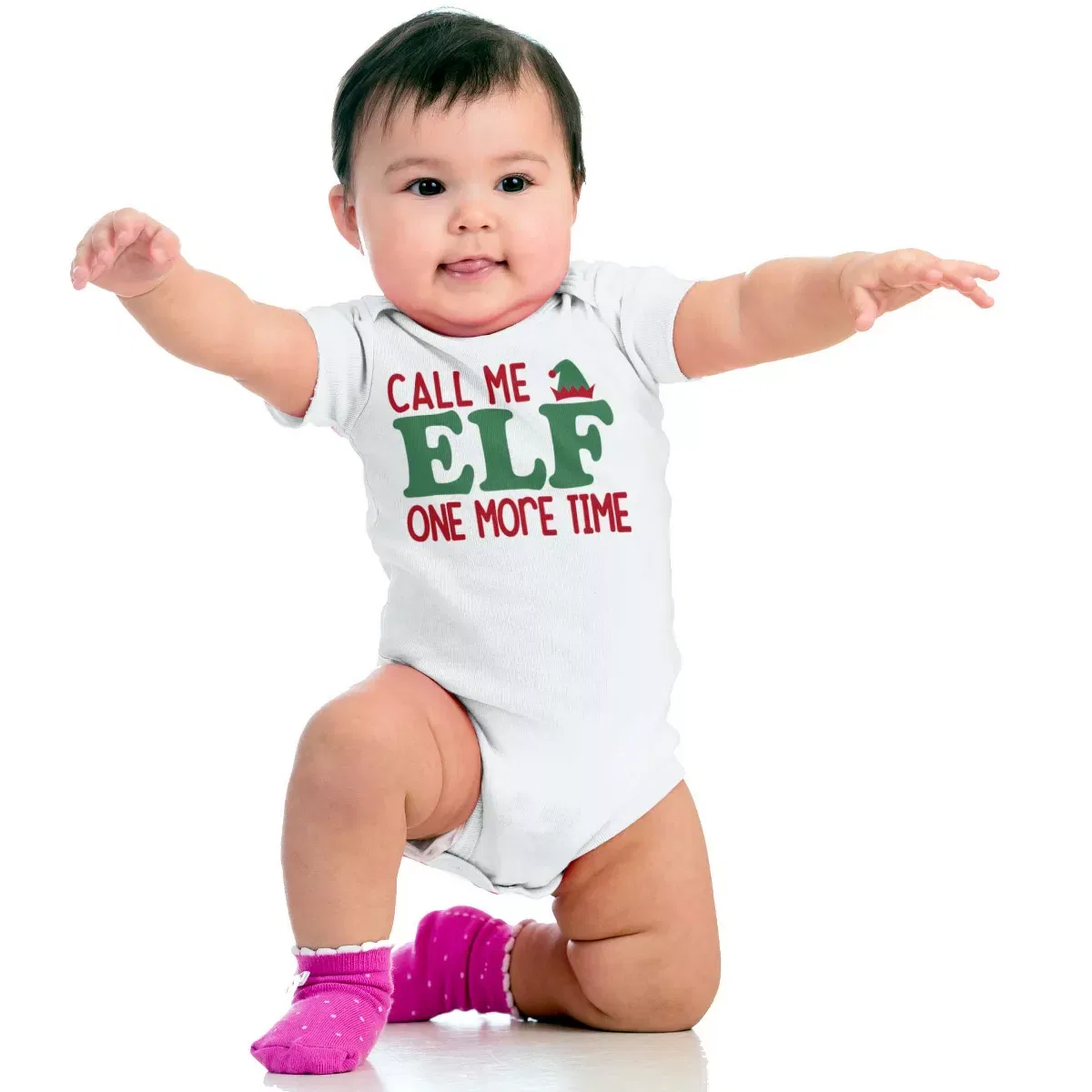 Детское боди для девочек и мальчиков с принтом Christmas Call Me Elf One More Time Brisco Brands, Black — фото 4