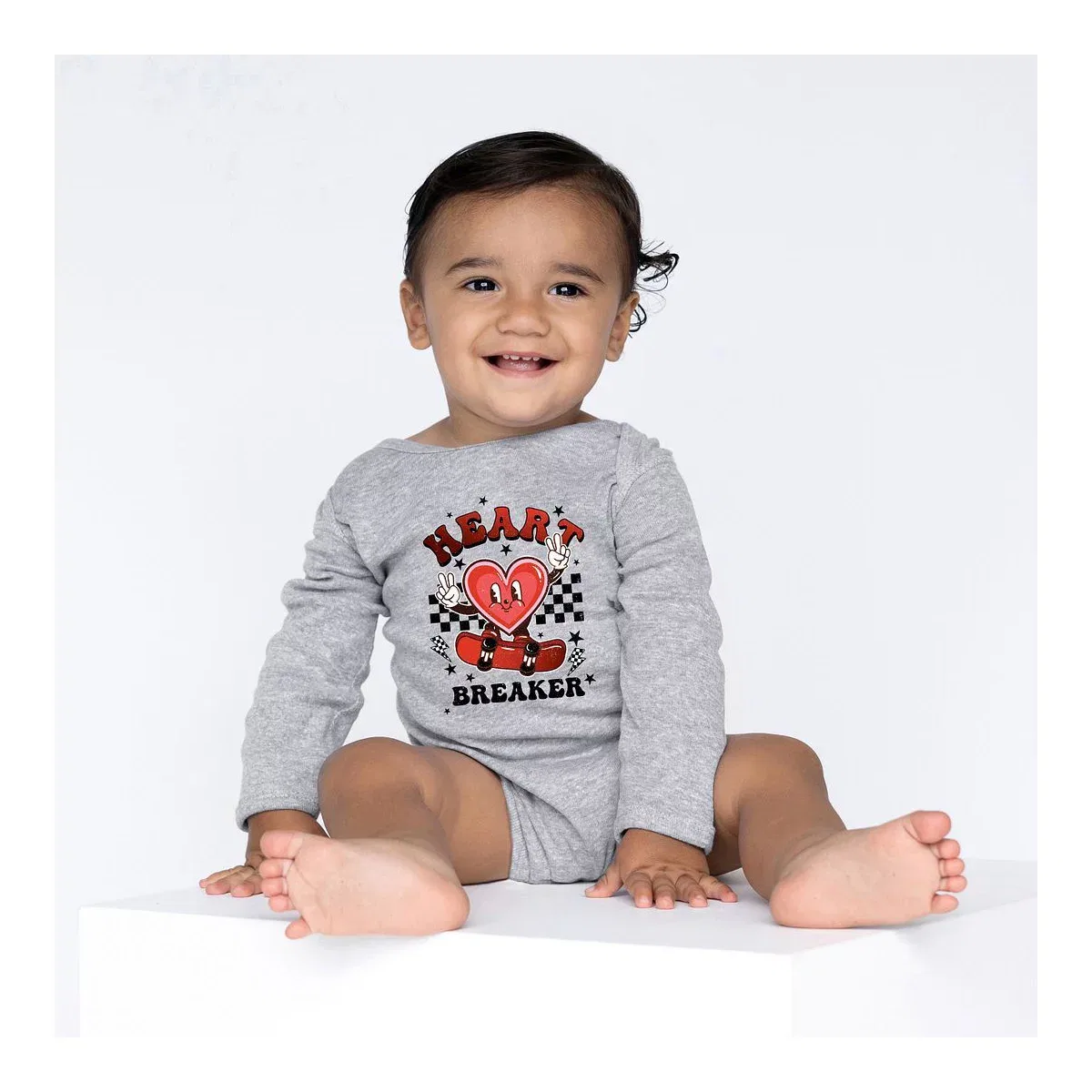 Детский боди с длинным рукавом Heart Breaker Skater Baby The Juniper Shop, Heather Grey — фото 2