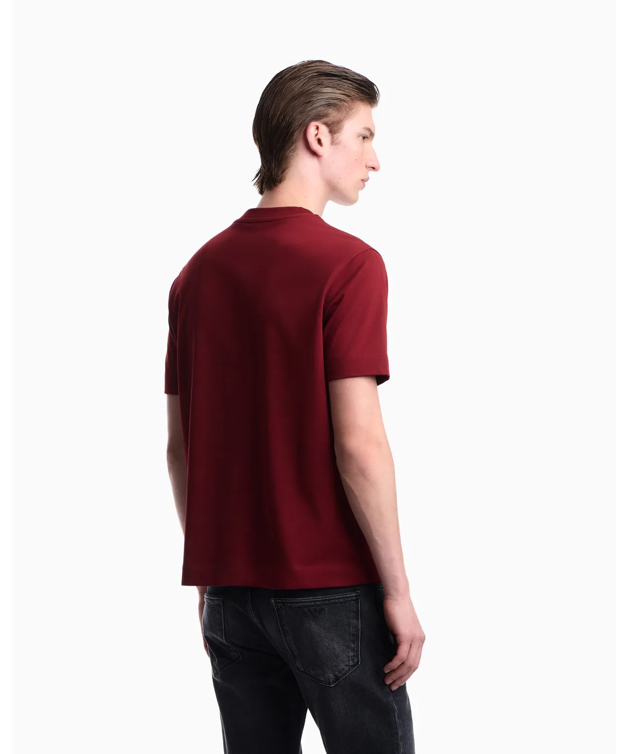 Мужская футболка с коротким рукавом из плотного хлопка EMPORIO ARMANI, Wine Red — фото 3