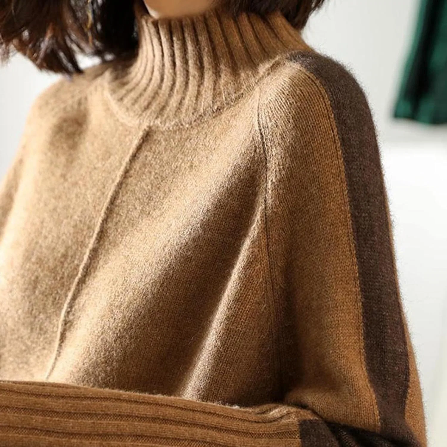 Женское платье-свитер с высоким воротником Mock Neck, Brown — фото 3