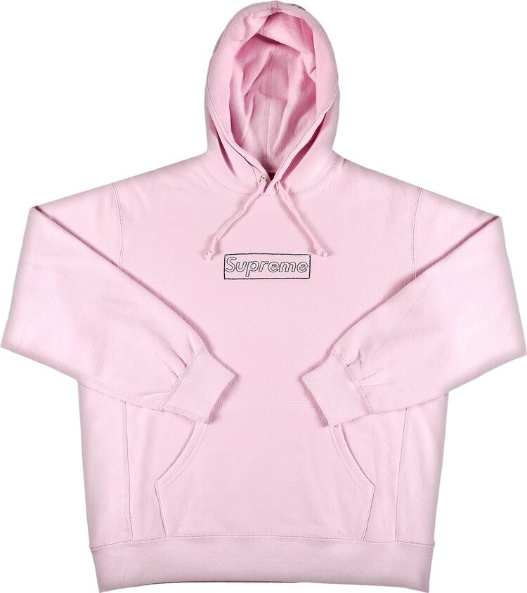 Толстовка Supreme x KAWS Chalk Logo Hooded Sweatshirt 'Light Pink', розовый — фото 2