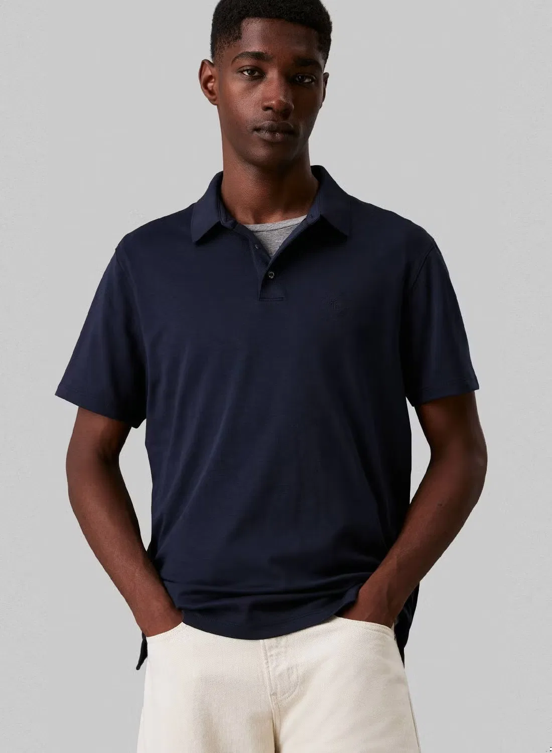 Поло с коротким рукавом Pima cotton polo shirt Calvin Klein, темно-синий — фото 2