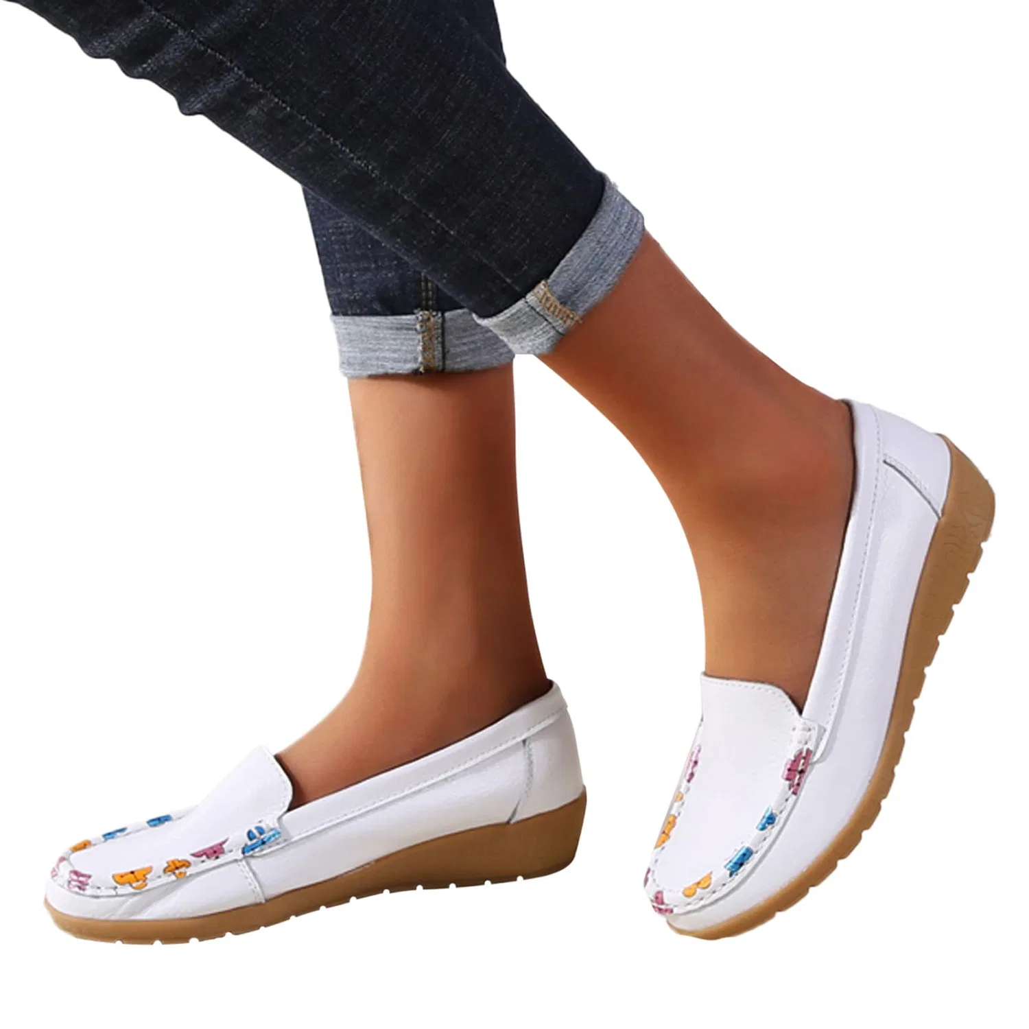 Детские туфли для девочек slip-on PAIDAXING, White — фото 3