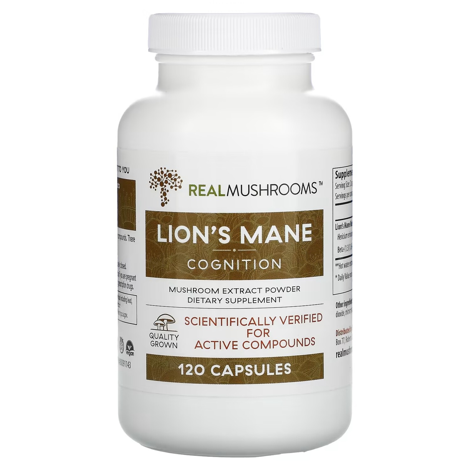 

Добавка Real Mushrooms Lion's Mane Cognition, 120 капсул