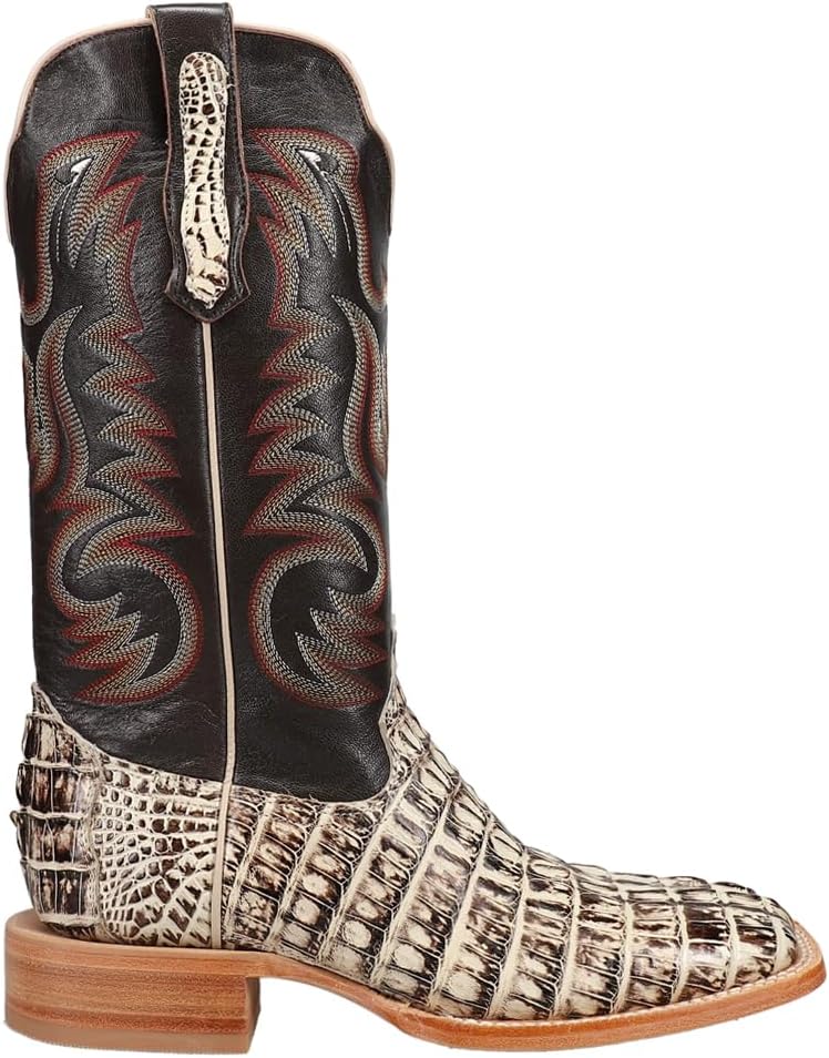 

Мужские повседневные ботинки R. Watson с квадратным носком, вышивкой и отделкой из кожи орикс Hornback, средняя голень - коричневые, бело-слоновой кости R. Watson Boots