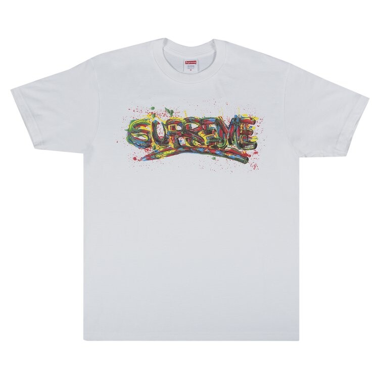 

Футболка Supreme Paint Logo Tee 'White', белый