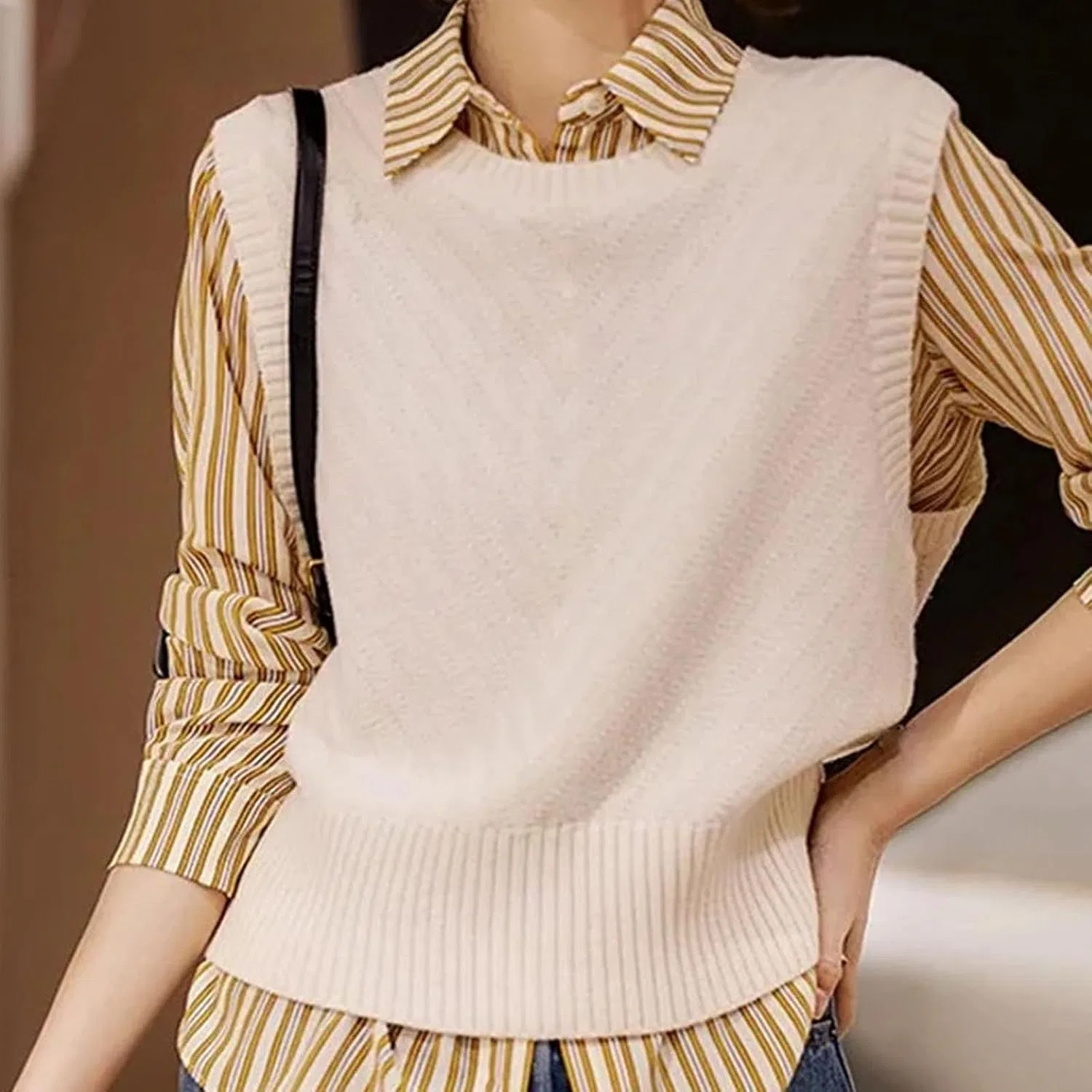 Женский жилет-свитер без рукавов, Merino Wool, белый — фото 4