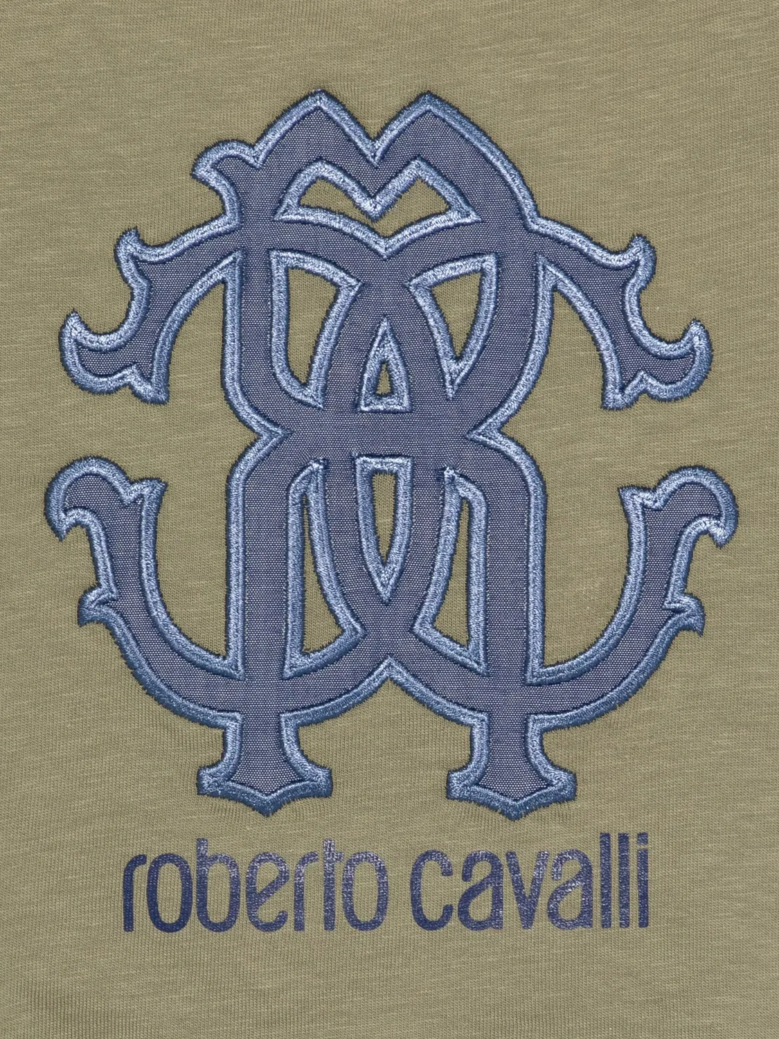 Футболка с вышивкой и пуговицами Roberto Cavalli, зеленый — фото 3