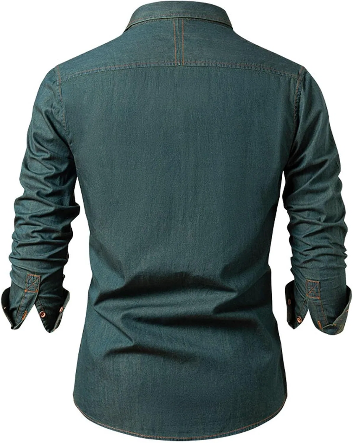 Мужская рубашка с длинным рукавом, джинсовая, Vintage Washed, синий — фото 2