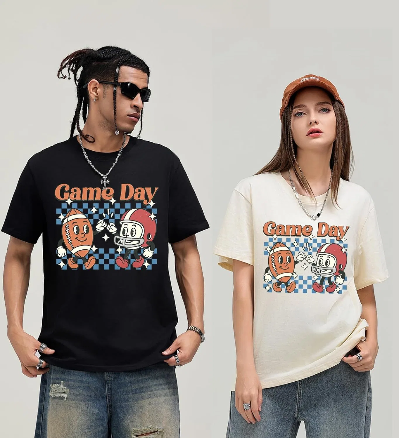 Женская футболка с принтом Game Day Football Season, чёрный — фото 2