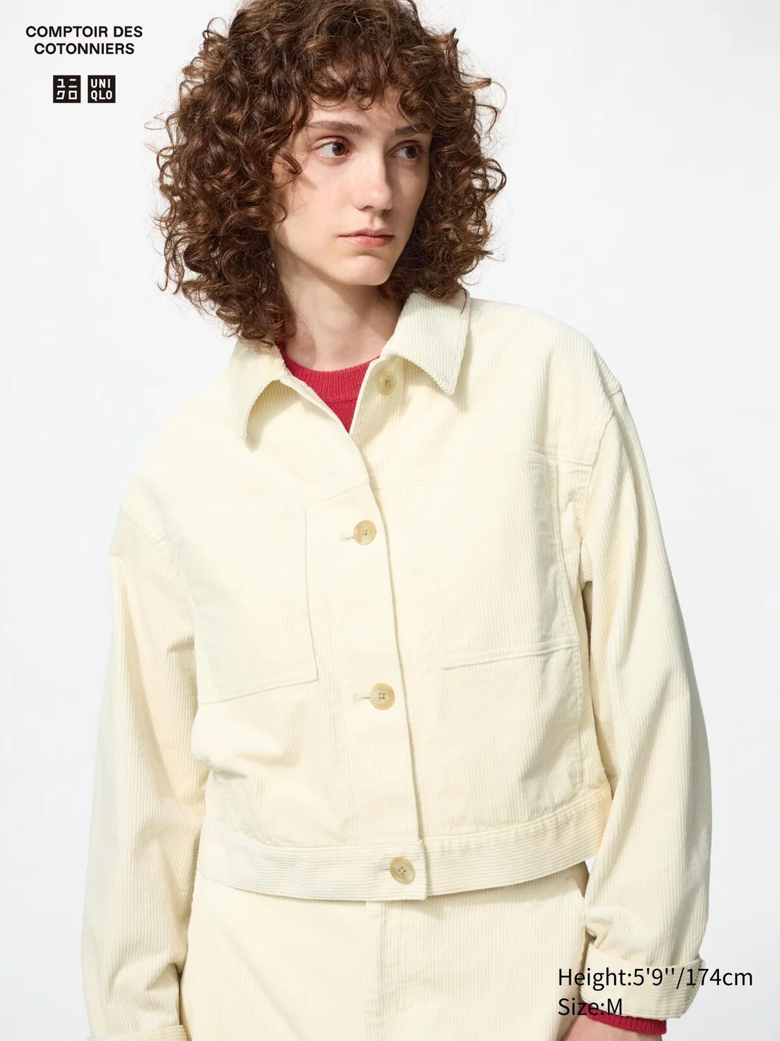 Куртка Uniqlo вельветовая, короткая, натуральный