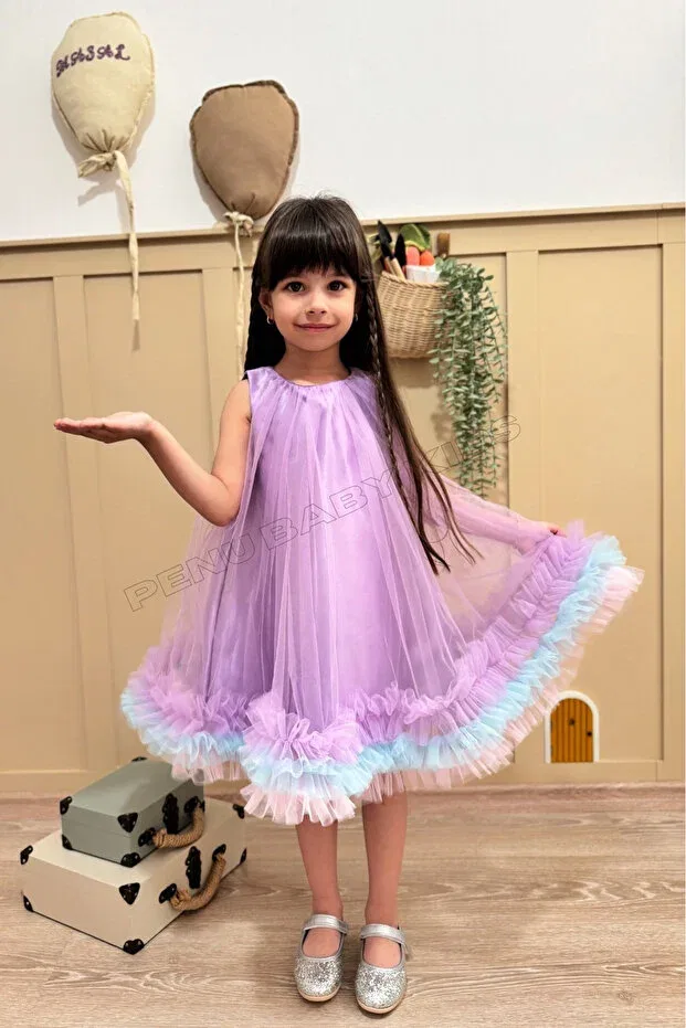 Детское платье для девочек с оборками Penu Baby Kids, Lilac — фото 3
