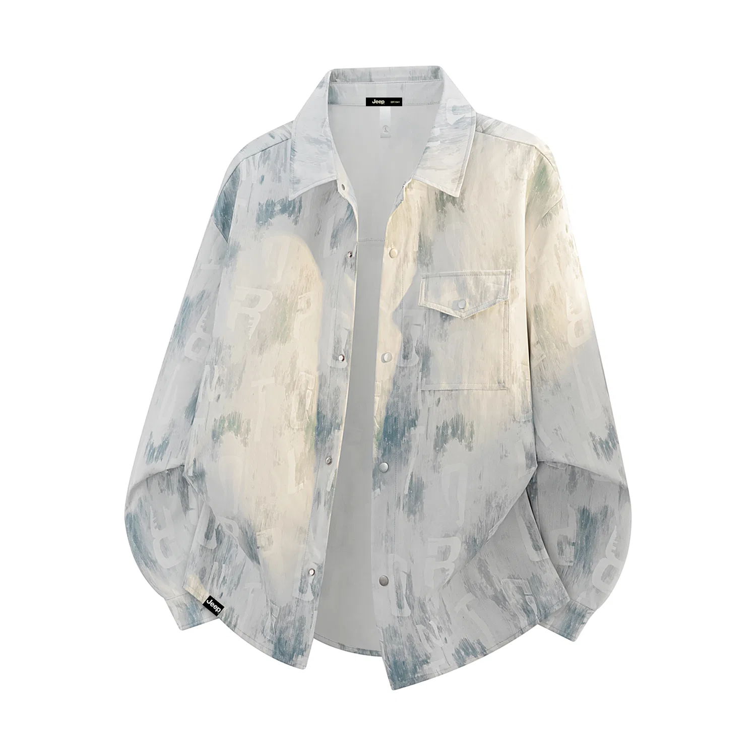 Детская рубашка с лацканами прямого кроя Jeep, Tie Dye Cloud White Blue