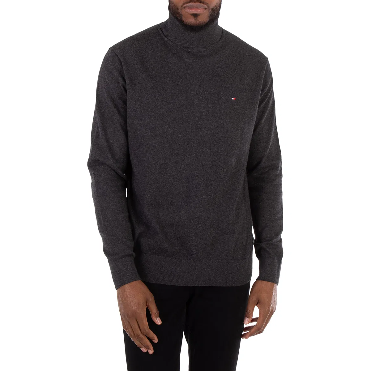 Свитер с воротником-хомутом Flag-Embroidered Roll Neck Jumper Tommy Hilfiger, Grey Heather