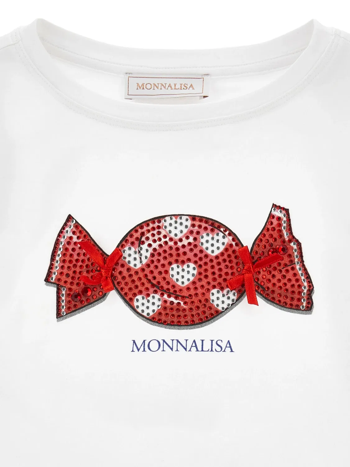 Футболка с отделкой из пайеток Monnalisa, белый — фото 2