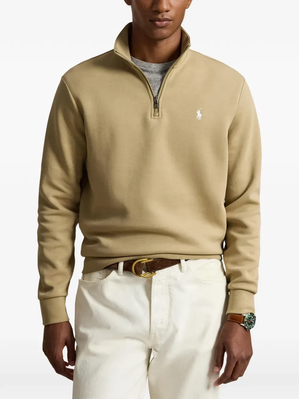 Свитшот с вышивкой пони POLO RALPH LAUREN, бежевый — фото 3