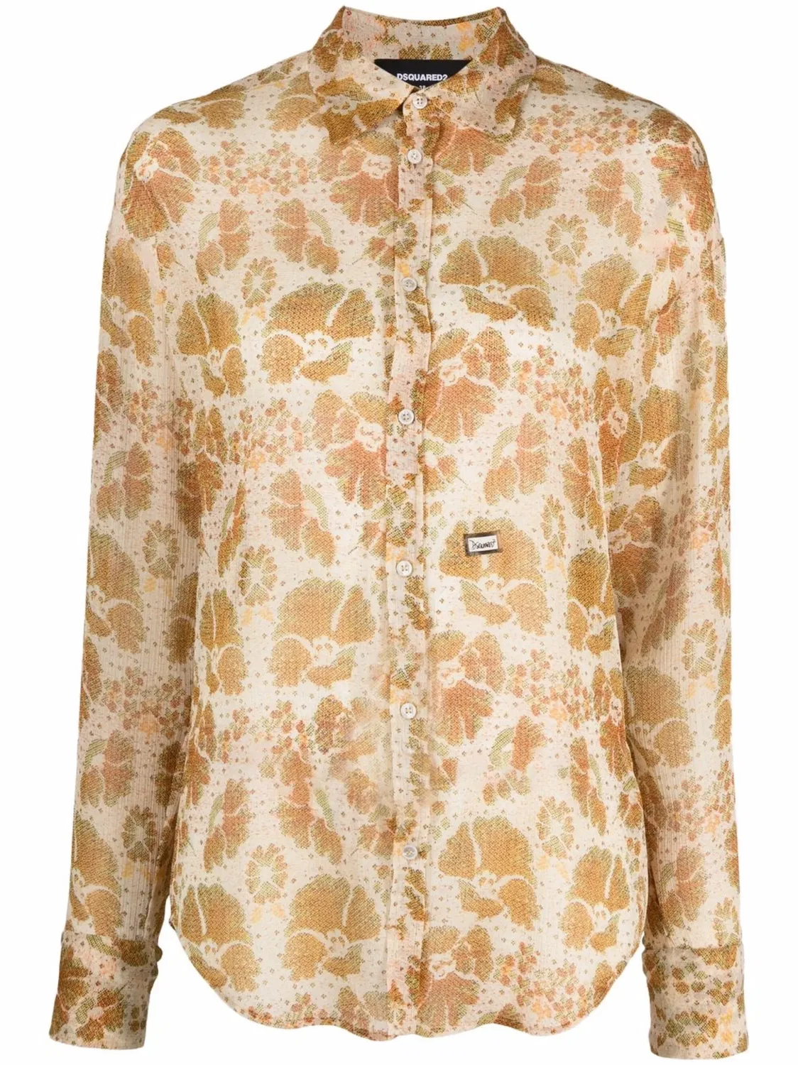 Рубашка с цветочным жаккардом DSQUARED2, желтый