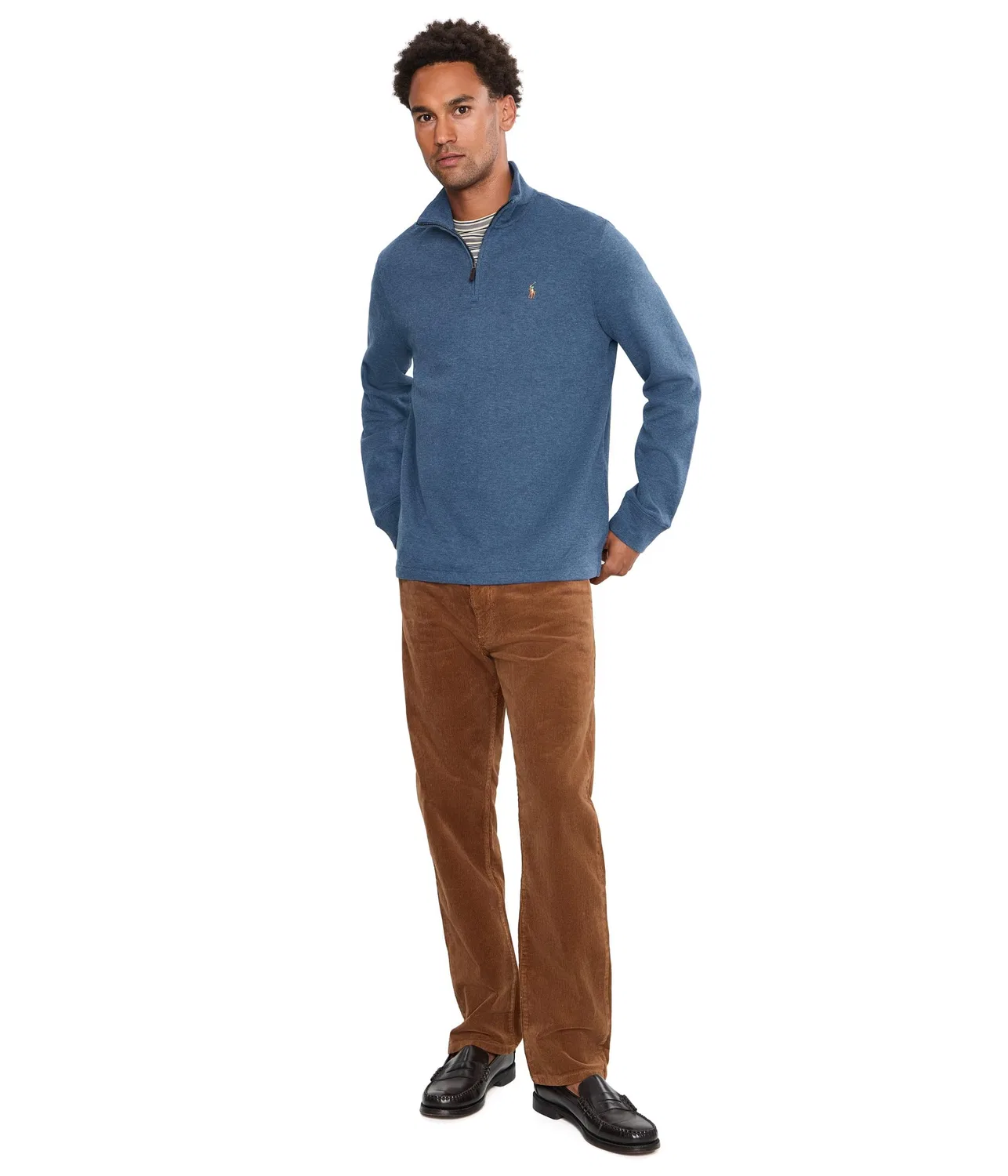 Пуловер Estate-Rib с застежкой-молнией на четверть длины Polo Ralph Lauren, Derby Blue Heather — фото 2