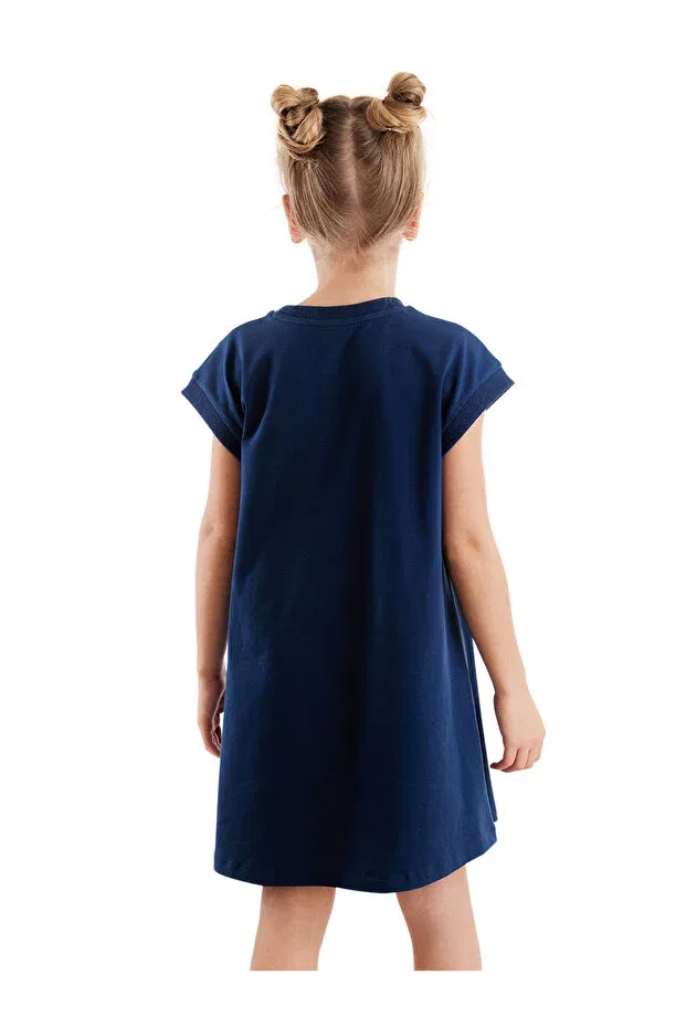 Детское платье для девочек с принтом Unicorn Denokids, Navy Blue — фото 3