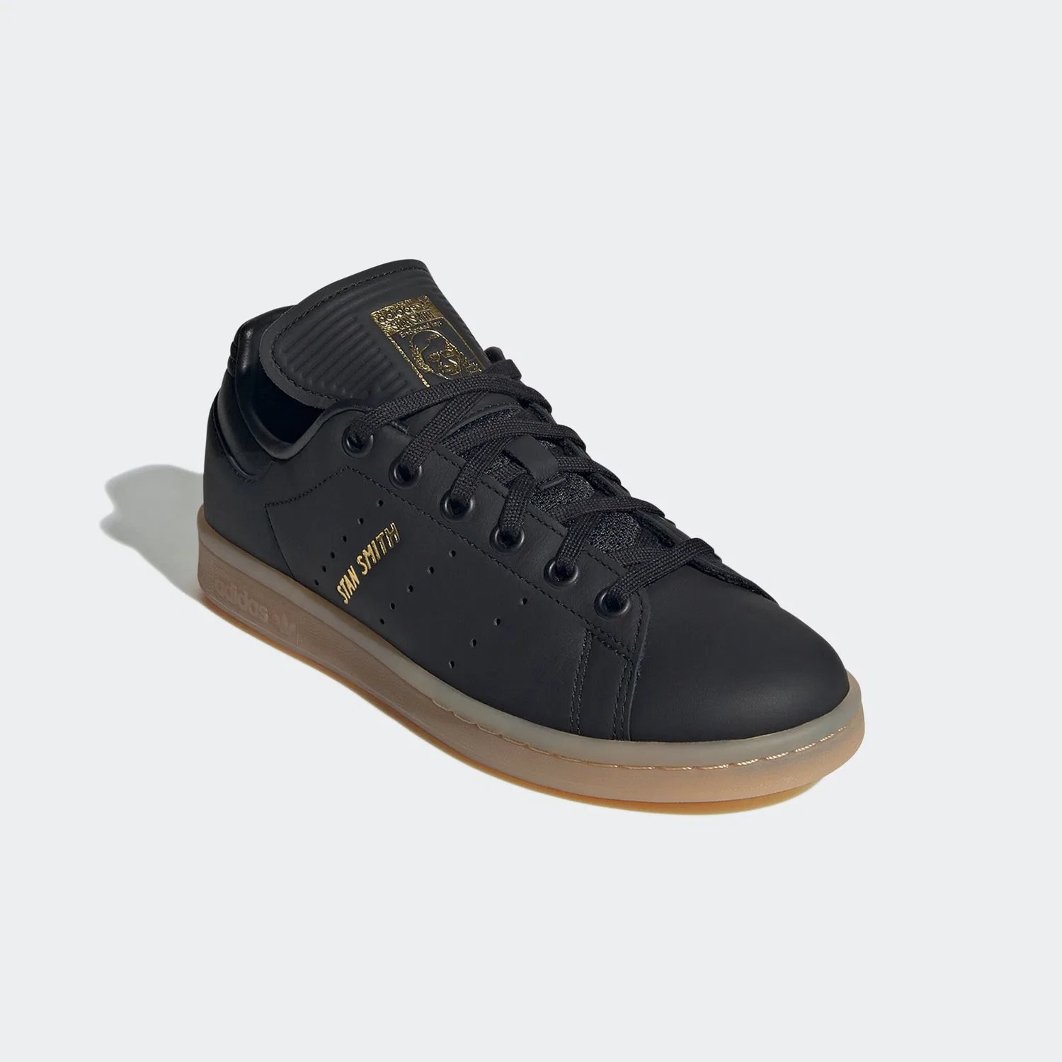 Детские кроссовки с перфорированными полосками Stan Smith Adidas, Core Black/Core Black/Gum
