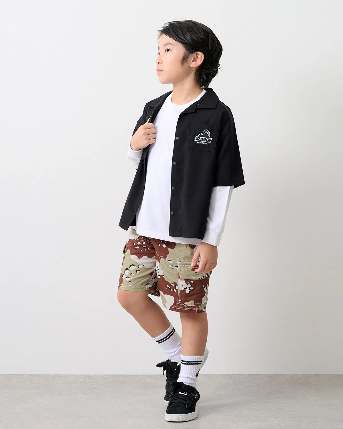Детская рубашка с коротким рукавом с принтом XLARGE KIDS, Коричневый — фото 3