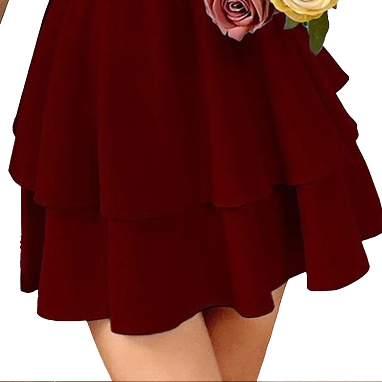 Женское летнее платье на бретелях с открытой спиной и бантом, Wine Red — фото 3