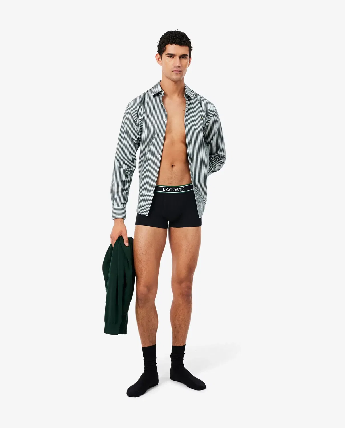 Комплект мужских боксеров Lacoste из хлопка, 3 шт, Negro — фото 4