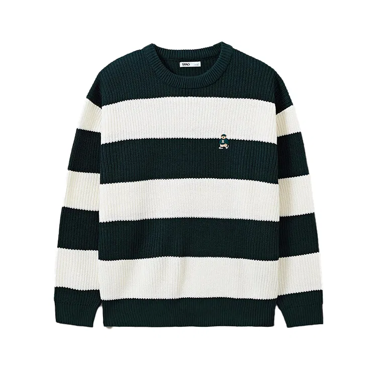 Детский свитер с принтом SPAO, Striped Dark Green