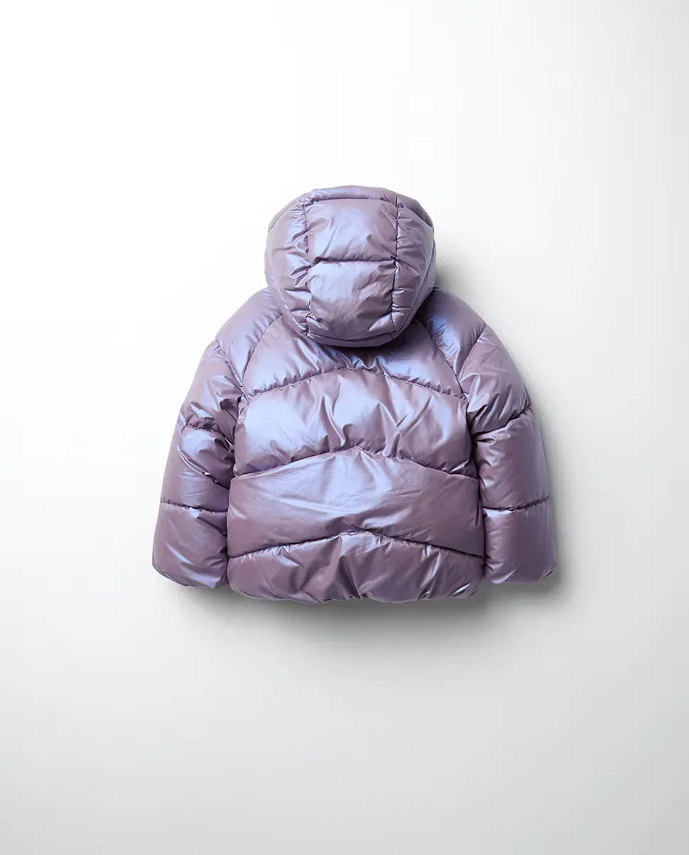 Детское пальто для девочек стеганое блестящее Sfera, Purple — фото 3