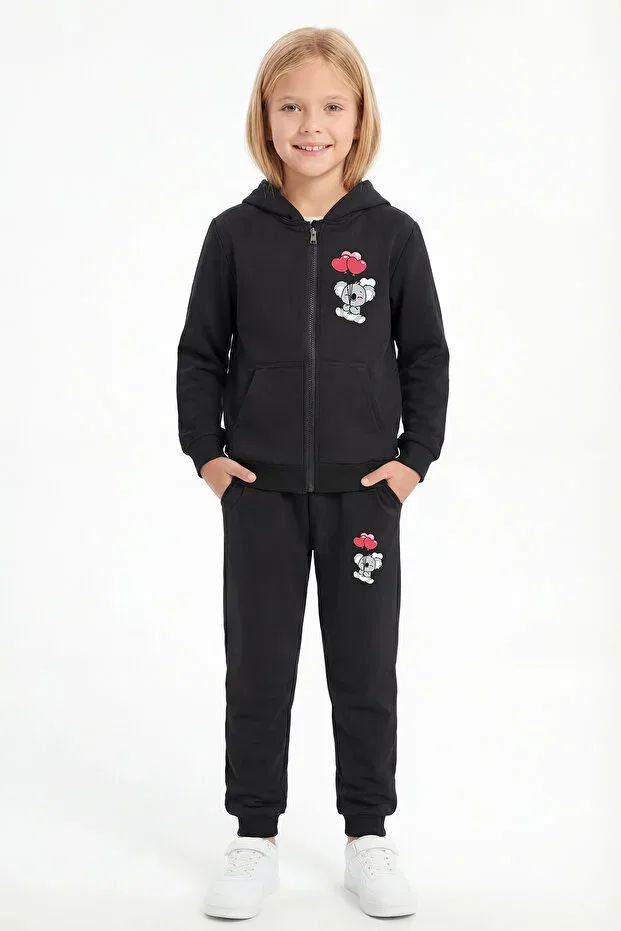 Детский комплект спортивных костюмов для девочек с принтом 6 шт Panios Kids, Gray-Blue-Black — фото 4