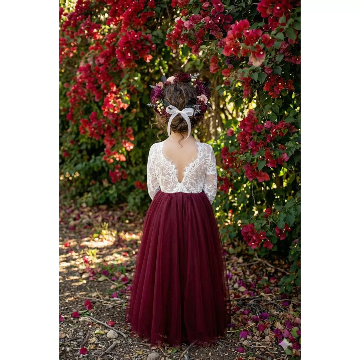 Детское платье для девочек с длинным рукавом 2Bunnies, Burgundy — фото 4