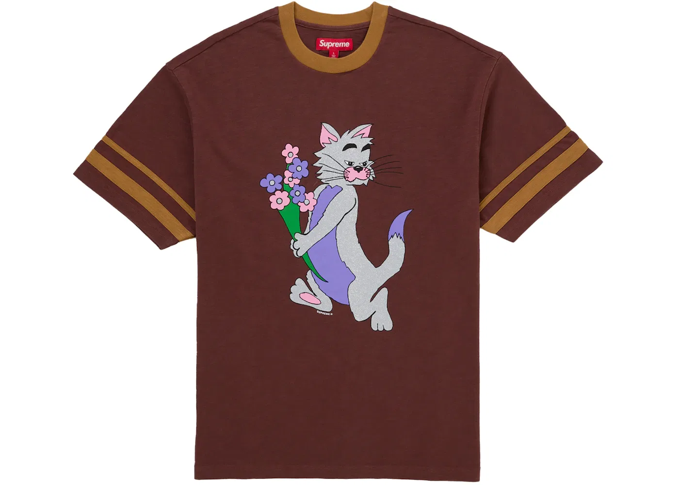 Мужской топ с принтом Supreme Glitter Cat, коричневый