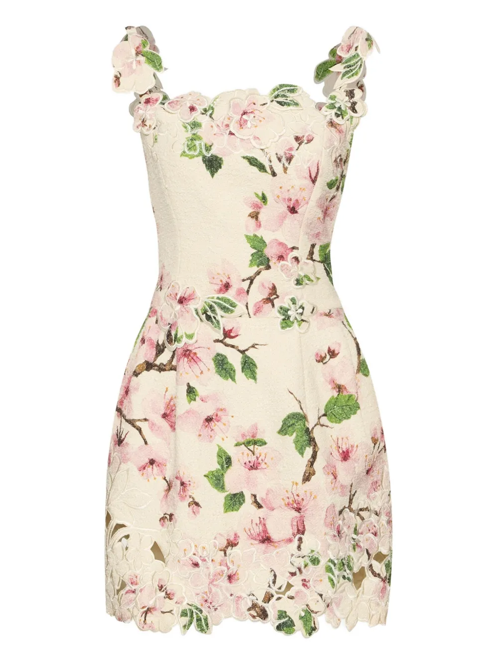 

Платье мини с цветочным кружевом Oscar de la Renta, белый