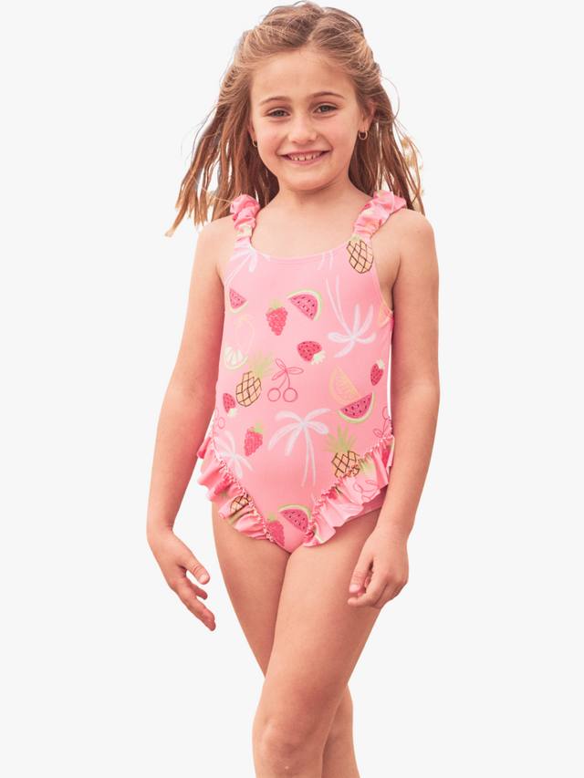 

Детский купальник с цветочным принтом и рюшами UPF 50+ Angel & Rocket, Pink/Multi