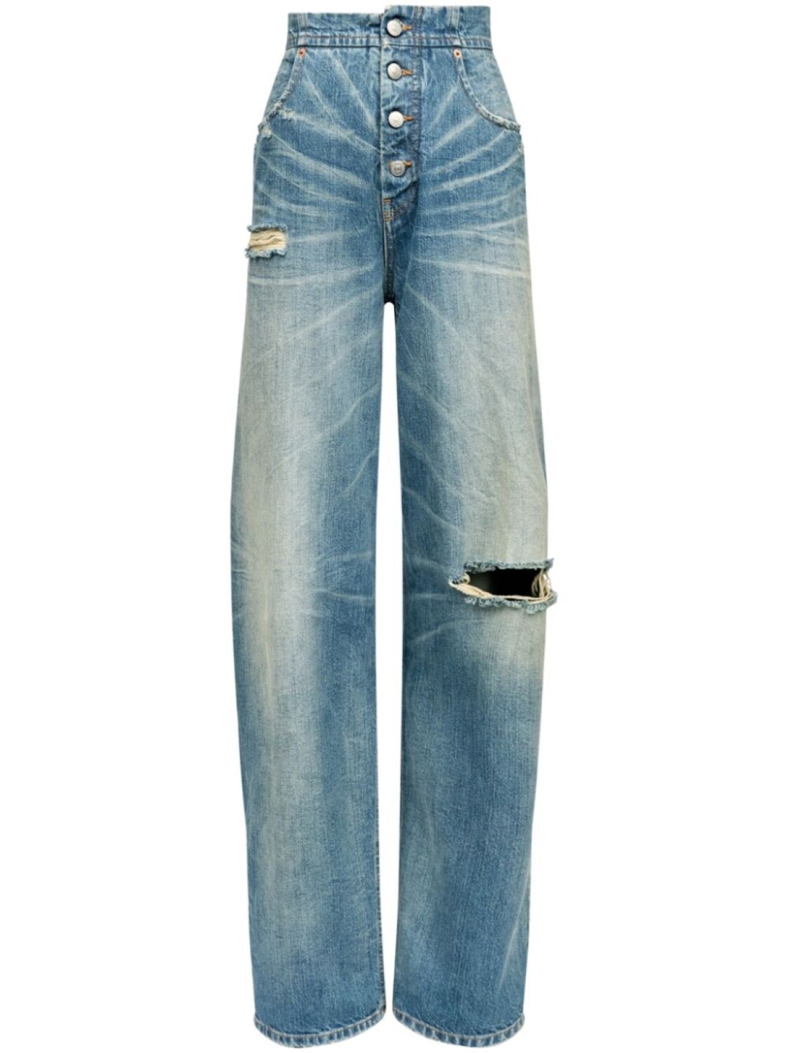 

Прямые джинсы с эффектом потертости MM6 Maison Margiela, синий