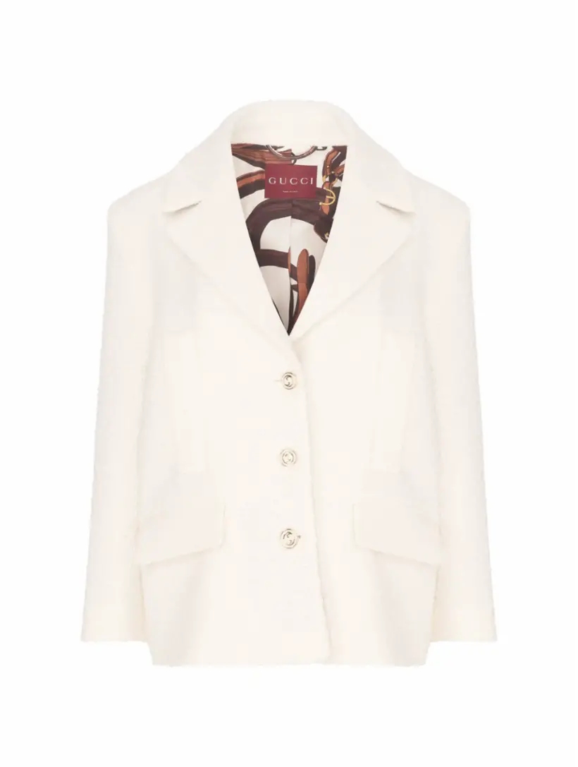 

Твидовое укороченное пальто Gucci, белый