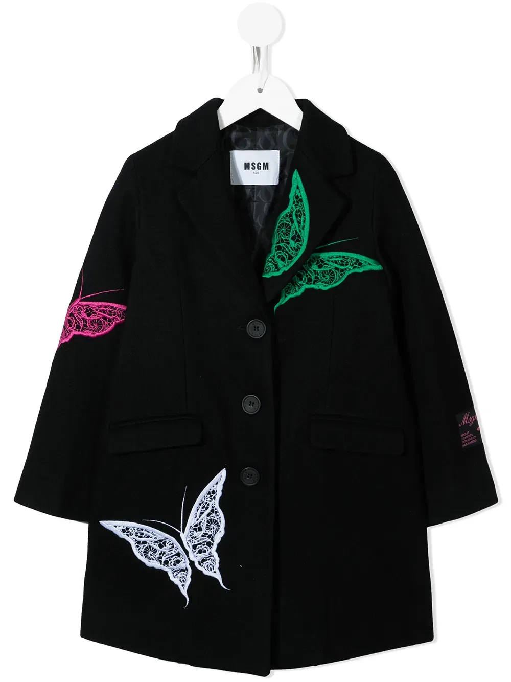Однобортное пальто для подростков Msgm Kids, черный