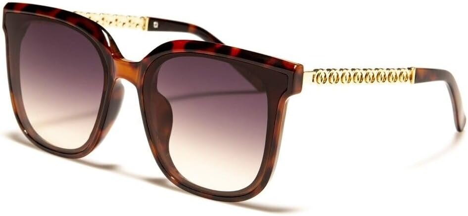 

Женские солнцезащитные очки Dweebzilla Oversized Square Butterfly Jackie O в стиле ретро, ​​дизайнерские, большие, модные, с защитой от УФ-излучения UV400, гибридные, Tortoise & Gold Frame - Brown Gradient Lenses