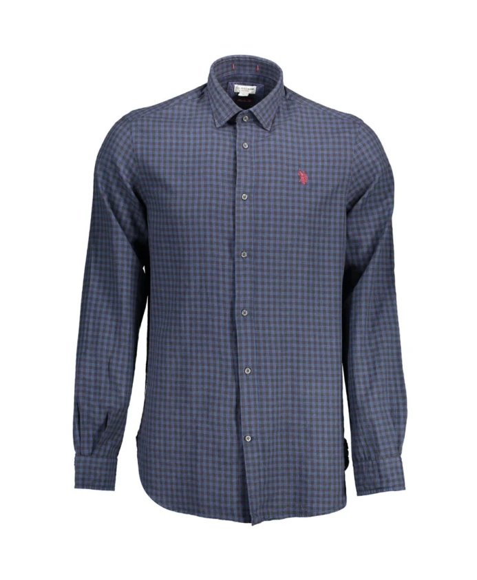 

Синяя хлопковая мужская рубашка с длинными рукавами U.S. Polo Assn., синий