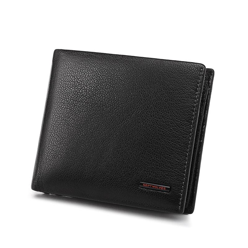 

SEPTWOLVES Кожаный кошелек мужской черный, Style B