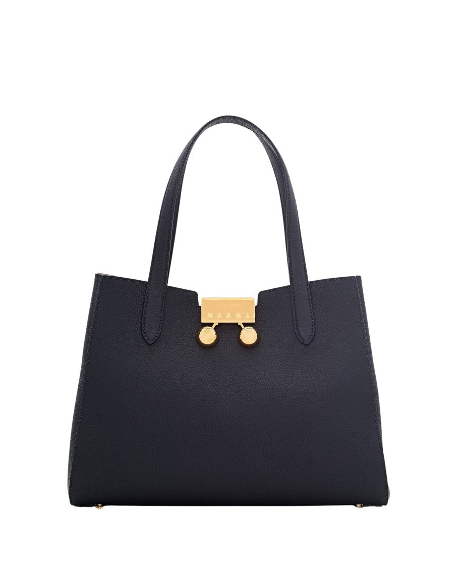 

Черная сумка с золотистой застежкой Marni