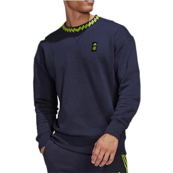 Толстовка Men's adidas Solid Color Logo Athleisure Casual Sports Pullover Round Neck Blue, мультиколор — фото 2