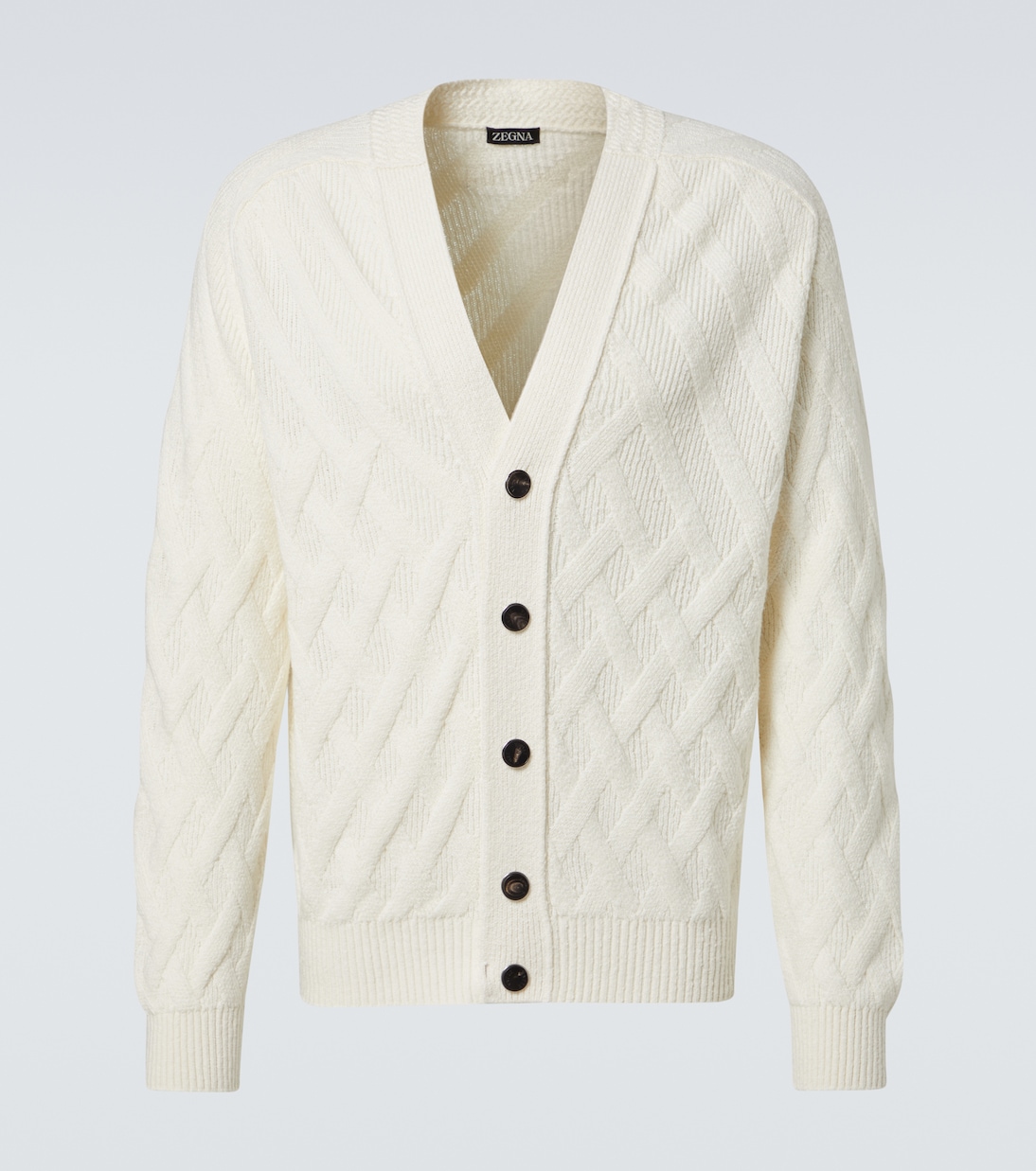

Кардиган из хлопка с рельефной вязкой Zegna, белый