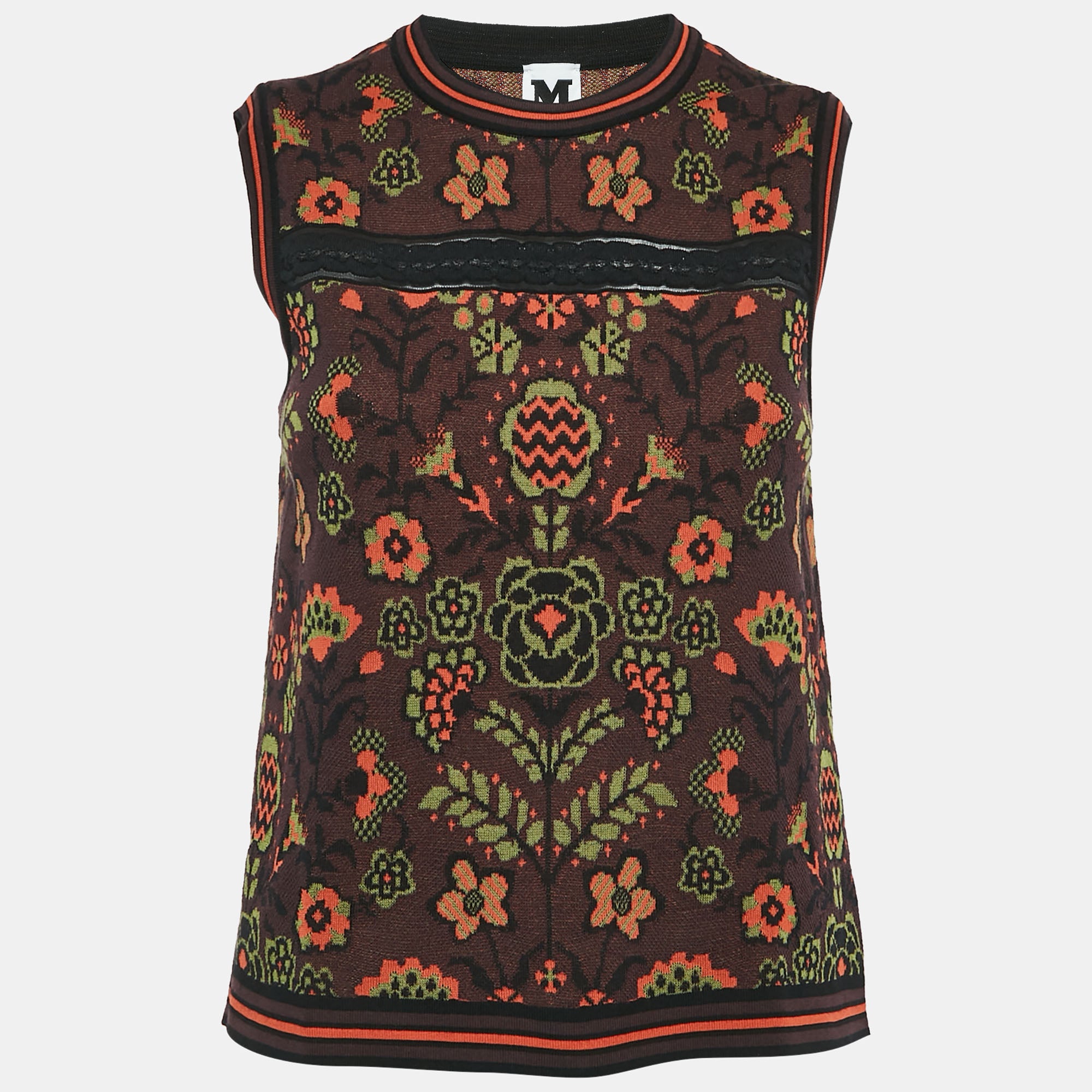 

M Missoni Топ без рукавов из хлопкового трикотажа с бордовым/разноцветным узором