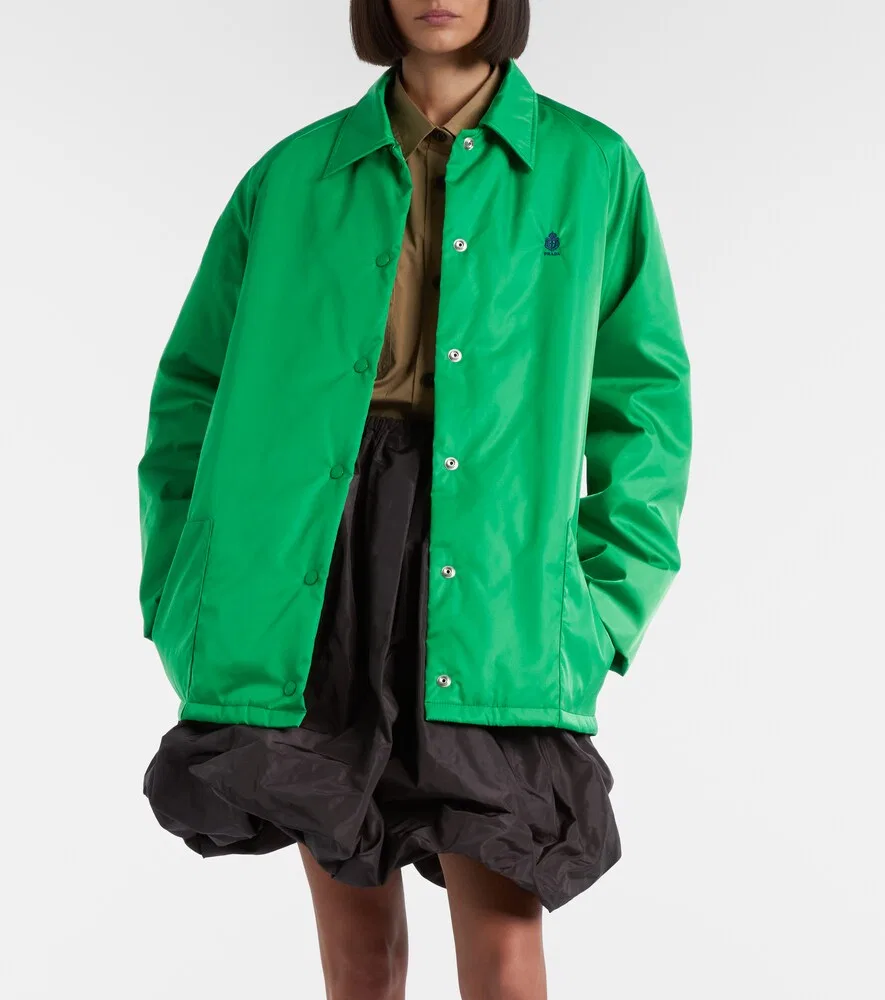 Объемная куртка-блузон из нейлона Re-Nylon Prada, зеленый — фото 2