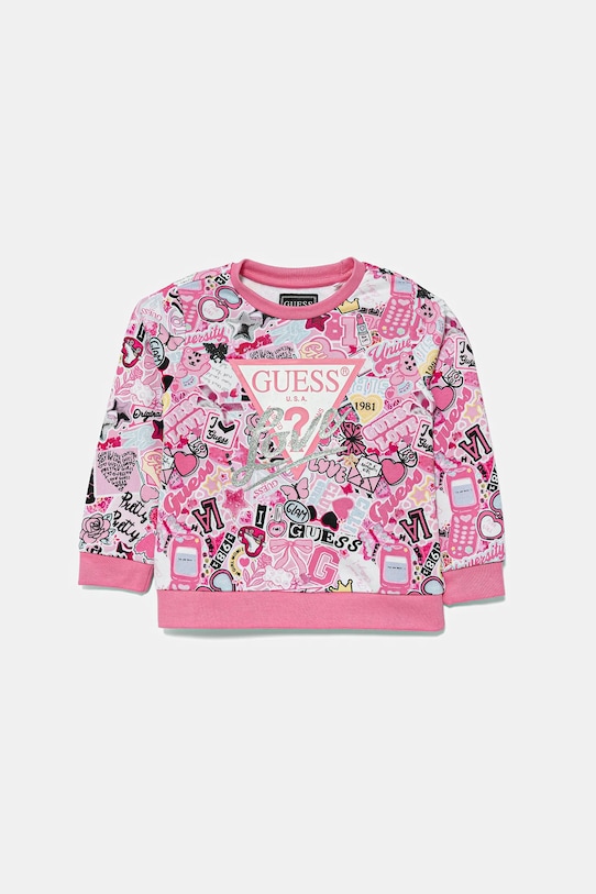 

Детская хлопковая толстовка Guess, розовый